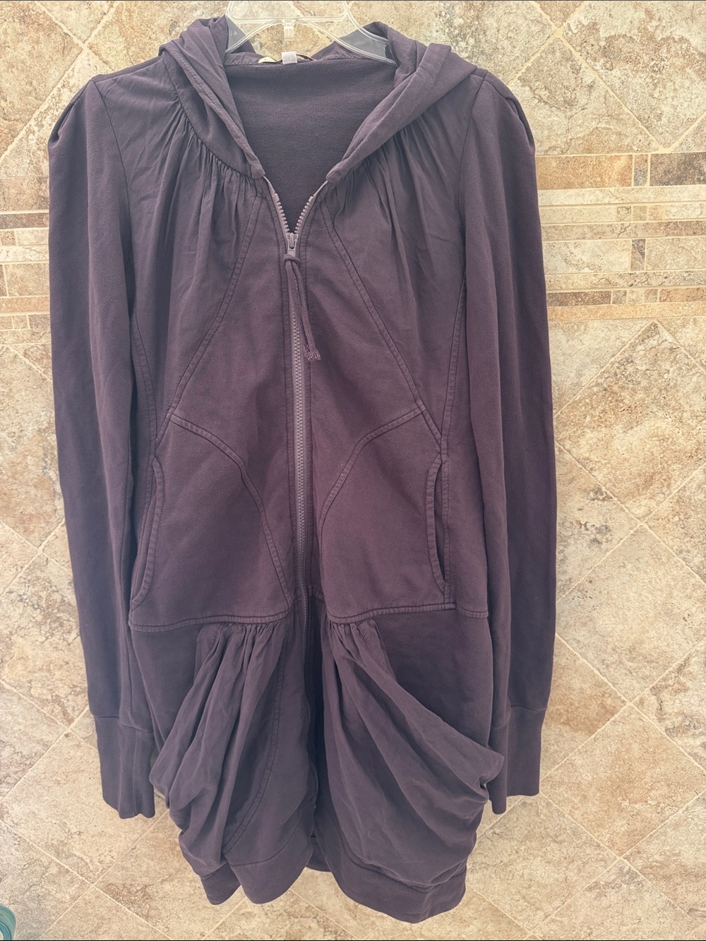 Prairie Underground faded Dark Plum Hooded full Zip Jacket dress woman’s small